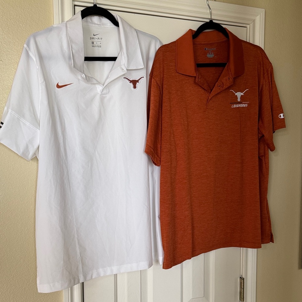 Nike and Champion Men's Longhorn Polo Shirts - White and Orange